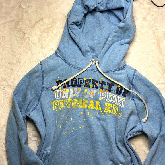 Pink & Blue Peace Sign Heart Splatter Hoodie - Size L - Picture 2 of 7
